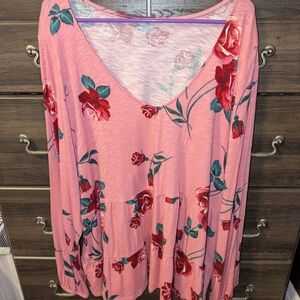 Torrid Pink Floral Long Sleeve Top